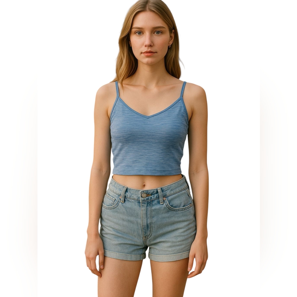 Old Navy Active Sports Bra Blue Spaghetti Strap Crop Top SZ XL